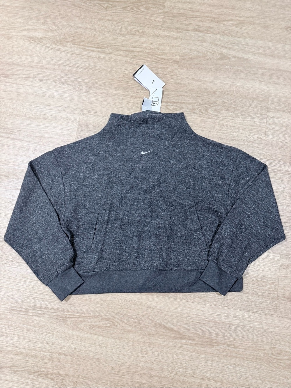Nike Charcoal Gray Cropped Sweatshirt with Mock Collar